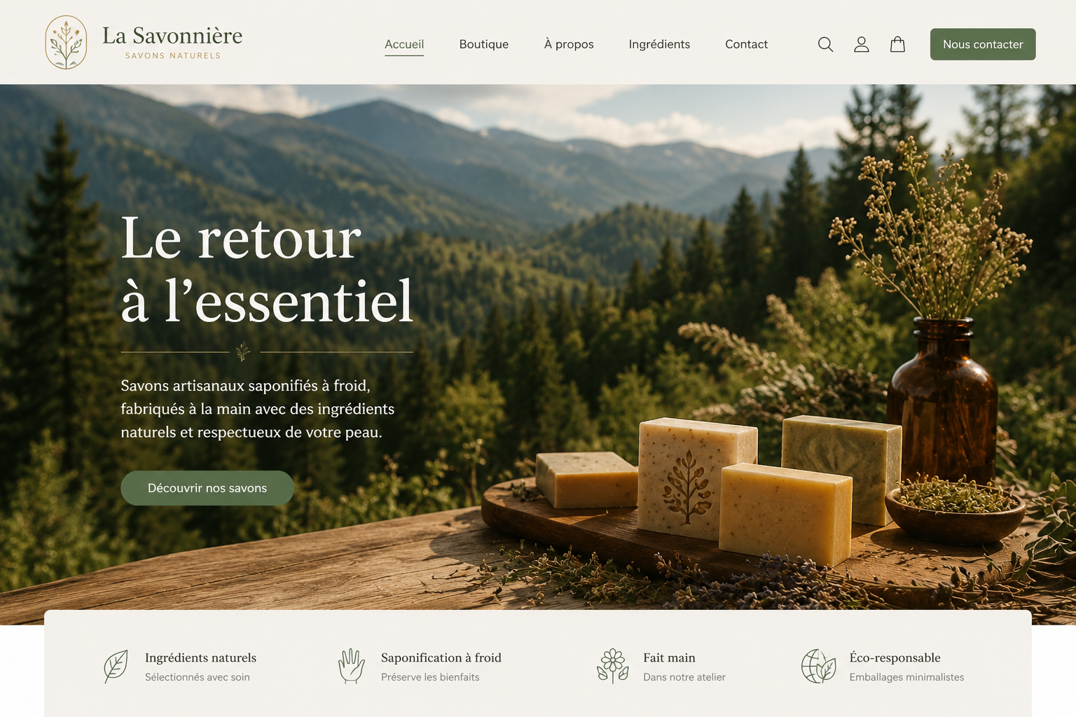 La savonnière Exemple de site vitrine créé pour une savonnière artisanale — Pro Invisible
